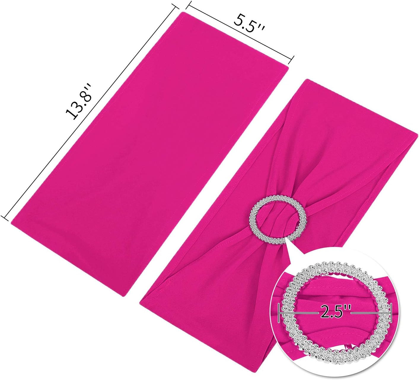 Peomeise Fuchsia Spandex Chair Sashes - 25pcs with Buckle Slider for Weddings & Parties