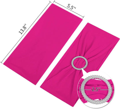 Peomeise Fuchsia Spandex Chair Sashes - 25pcs with Buckle Slider for Weddings & Parties