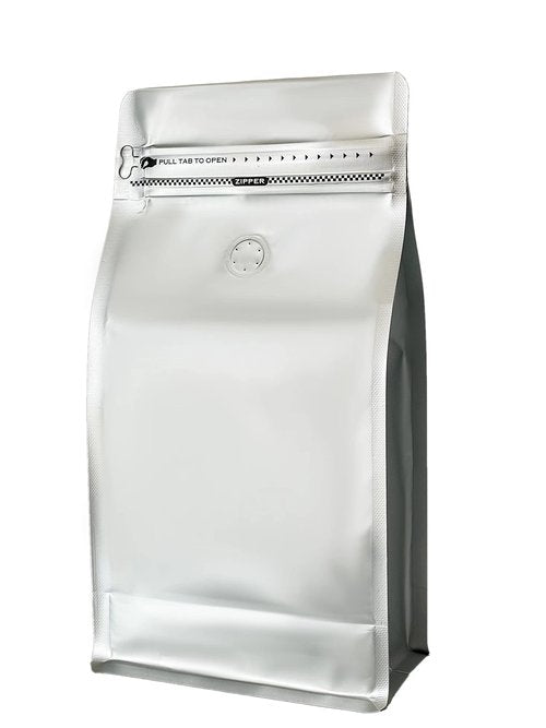DMPACKDM Coffee Bags with Valve,(16 oz,1 lb,100pcs) Empty Silverly Aluminumed Foil Flat Bottom Standing Heat Sealed Coffee Beans Storage Bags,Side Zipper Reusable Pouches for Home or Store