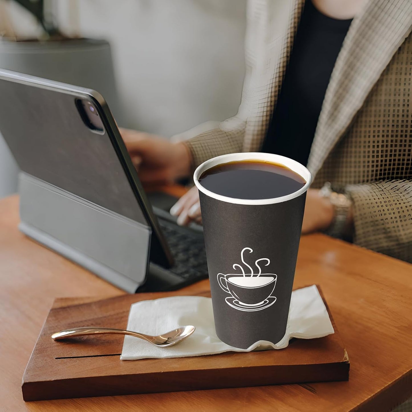 TOPVALUE 16 oz Disposable Paper Coffee Cups - 210 Count for Parties & Office Use