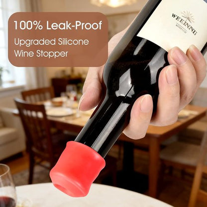 8PCS Silicone Wine Stopper for Wine Bottles, Reusable Sparkling Wine & Champagne Stopper, Double Seal Design to Keep Wine Fresh, Fits Most Bottles, 4 Colors (Grey, Red, Brown, Black)