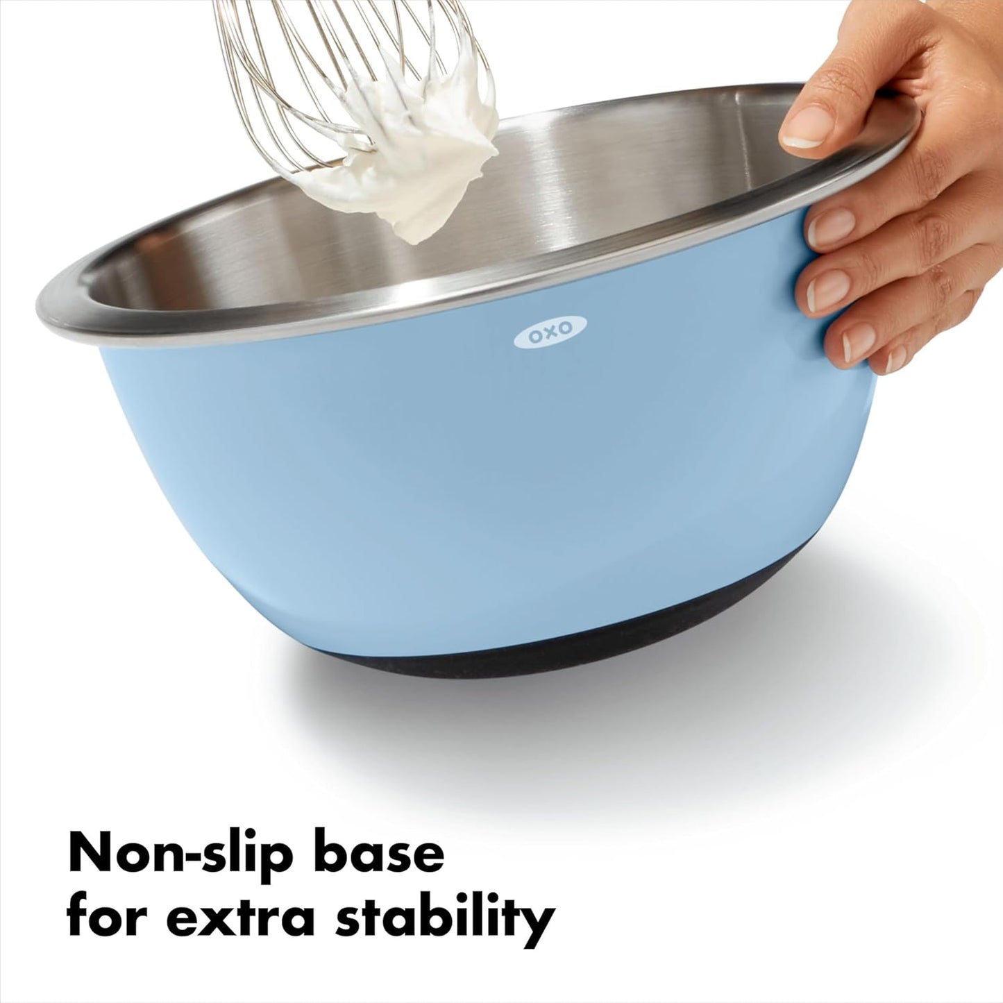 OXO Good Grips Mixing Bowl Set - 3-Piece Stainless Steel with Blue and Gray Colors