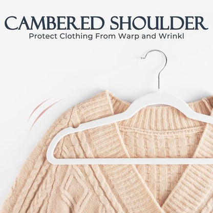 HOUSE DAY White Velvet Hangers - 60 Pack Non-Slip Heavy Duty Felt Hangers for Closet Organization | 360° Rotating Hook