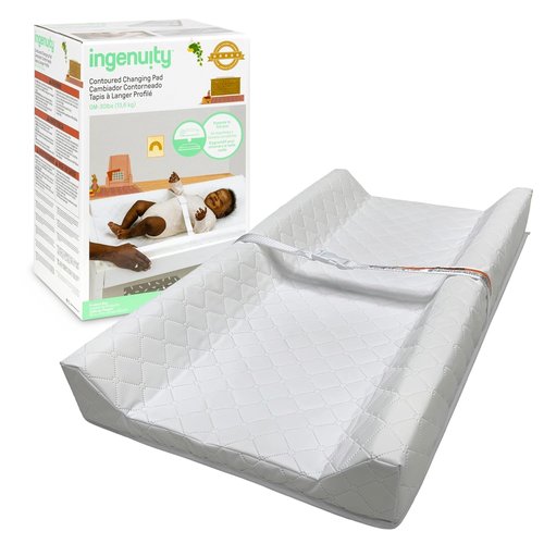 Ingenuity Contoured Changing Pad - Waterproof Liner & Safety Strap for Easy Use