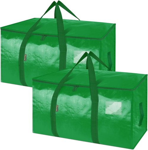 BALEINE Oversized Moving Bags - Heavy-Duty Storage Totes with Reinforced Handles | Light Green, 2-Pack
