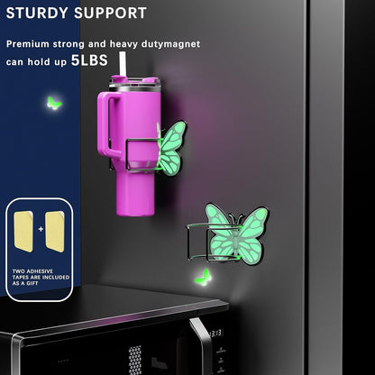 Stanley Butterfly Magnetic Fridge Cup Holder - Glow-in-the-Dark Design, Space-Saving Tumbler Organizer