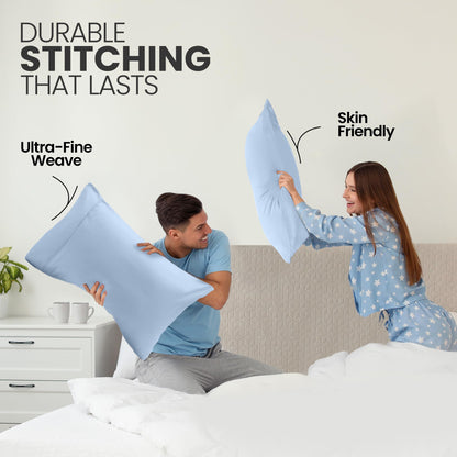 Utopia Bedding Pillow Cases Standard Size 2-Pack – Soft Brushed Microfiber – Envelope Closure – Perfect for Hospitals, Hotels, Guest Rooms – Oeko-TEX Certified, 20x26 Inches (Ice Blue)