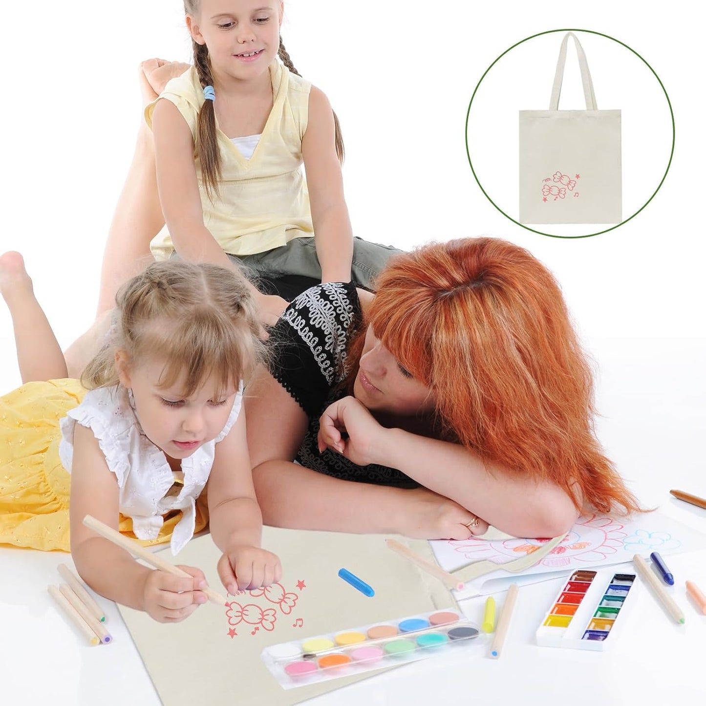Skiennix Canvas Tote Bags - Reusable Blank Shopping & Grocery Bags | 6, 12, 24, or 48 Pack Options