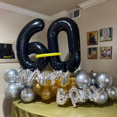 Black Foil Balloon Number 1 by [Brand Name] - Giant Self-Inflating 40-Inch Helium Balloon for 1st Birthday & Celebrations