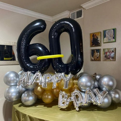 Black Foil Balloon Number 1 by [Brand Name] - Giant Self-Inflating 40-Inch Helium Balloon for 1st Birthday & Celebrations