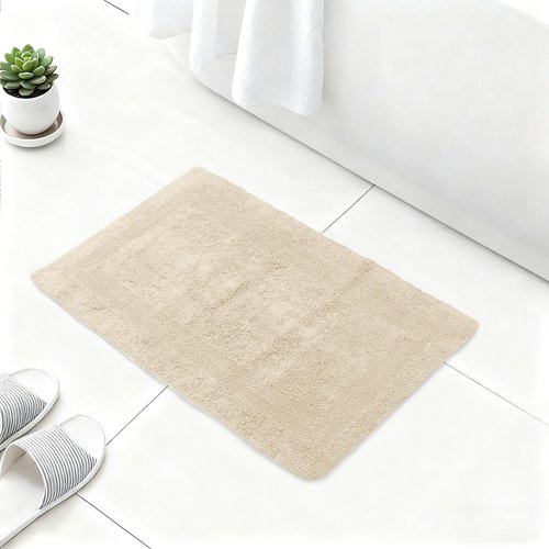 Barossa Design Reversible Cotton Bath Rug 24 x 40 - Large Bathroom Rug Mat Washable & Soft Absorbent - Beige, 24x40