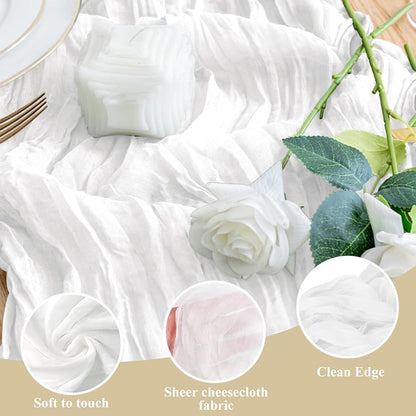 Ivory Cheesecloth Table Runner 10ft - Boho Gauze 6 Pack (Variation: Ivory+6 Pack)