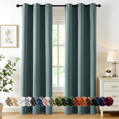 MIULEE Dusty Blue Blackout Curtains for Bedroom Living Room 84 Inches Long 2 Panels, Thermal Insulated Room Darkening Drapes Solid Grommet Noise Reduction Light Blocking Window Treatments 40x84 inch