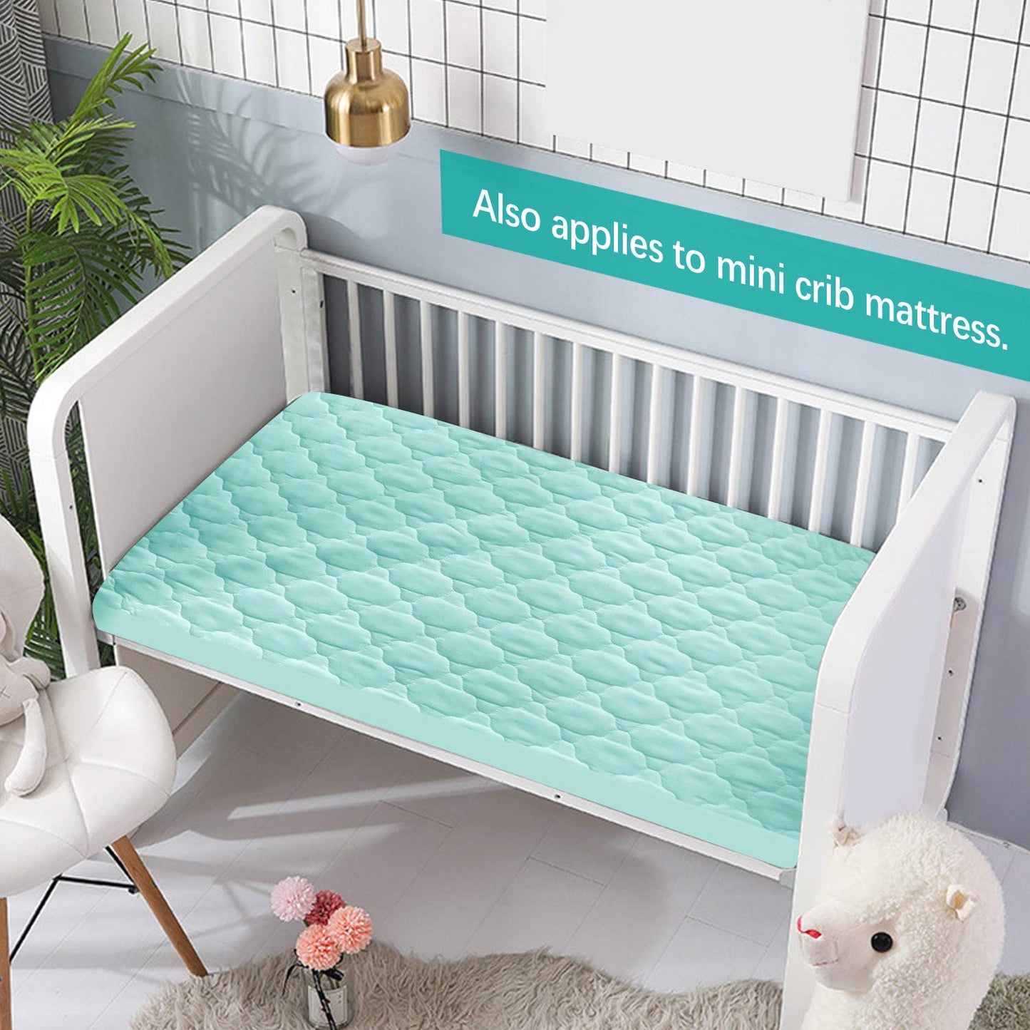 Skiennix Waterproof Playard Sheet - Quilted Protector for Baby Mattress 39" X 27" | Aqua Color