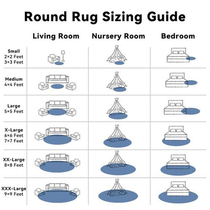 OLANLY Blue Round Rugs for Bedroom - Machine Washable, 2 ft Circle Area Rugs for Living Room, Soft and Fluffy Shaggy Carpet for Teen Girl and Boys, Nursery Rooms, Dorms, Home Decor Aesthetic