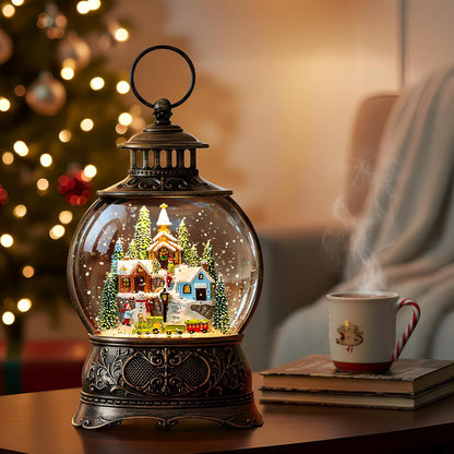 Regine Switzerland Christmas Snow Globe - Musical Water Lantern with Timer & USB/Battery Operation for Festive Decor