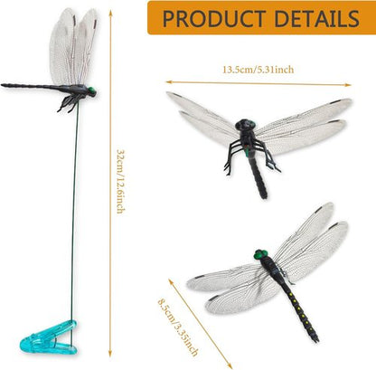 Dragonfly Clips | Realistic 3D Black Dragonfly Hat Clips - Garden Stakes Decor (6 Pcs)