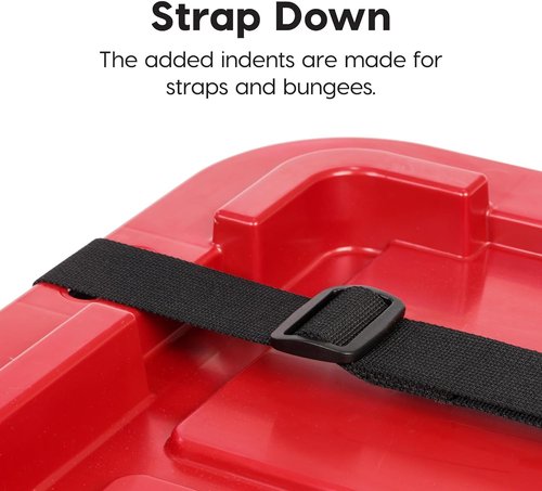 IRIS USA 12 Gallon Heavy Duty Storage Bins with Lids - 4-Pack Red Plastic Tote Containers for Organization