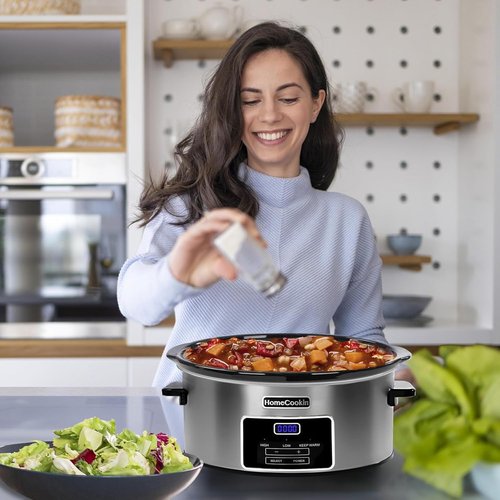 8-Quart Digital Programmable Slow Cooker - Perfect for Family Dinners | Serves 10+ People with Timer