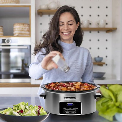8-Quart Digital Programmable Slow Cooker - Perfect for Family Dinners | Serves 10+ People with Timer