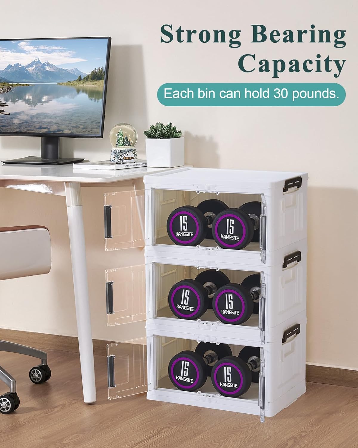 OlarHike 23QT Stackable Storage Bins - Collapsible Plastic Boxes with Lids & Wheels | 3-Pack for Home Organization
