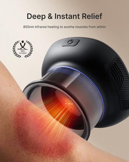 RENPHO Emberace Cup Smart Cupping Massager with 3 Suction Levels up to -55KPa and 850nm Infrared Heating, Rechargeable Massage Device with 70 min Runtime, Multi-Device Sync, 3 Heads & Storage Pouch