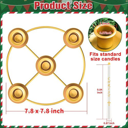 Advent Wreath | 5 Candle Holder Set with Advent Candles & Rings | Festive Table Decoration for Christmas