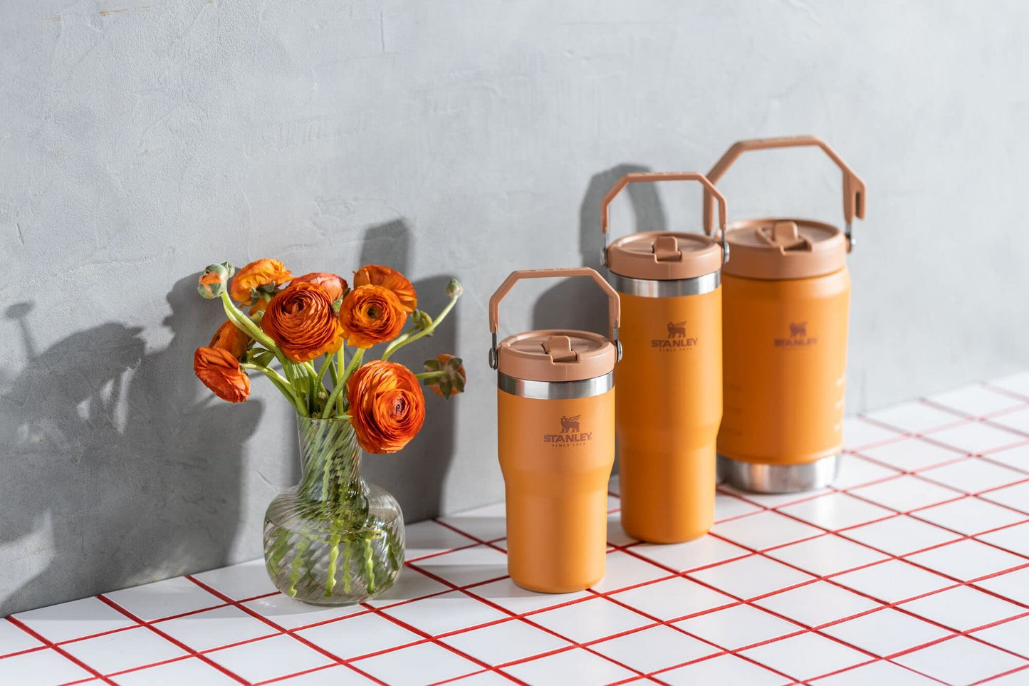 STANLEY IceFlow Stainless Steel Tumbler - Vacuum Insulated Water Bottle for Home, Office or Car Reusable Cup with Straw Leak Resistant Flip Cold for 12 Hours or Iced for 2 Days, Ochre, 30 OZ / 0.89 L