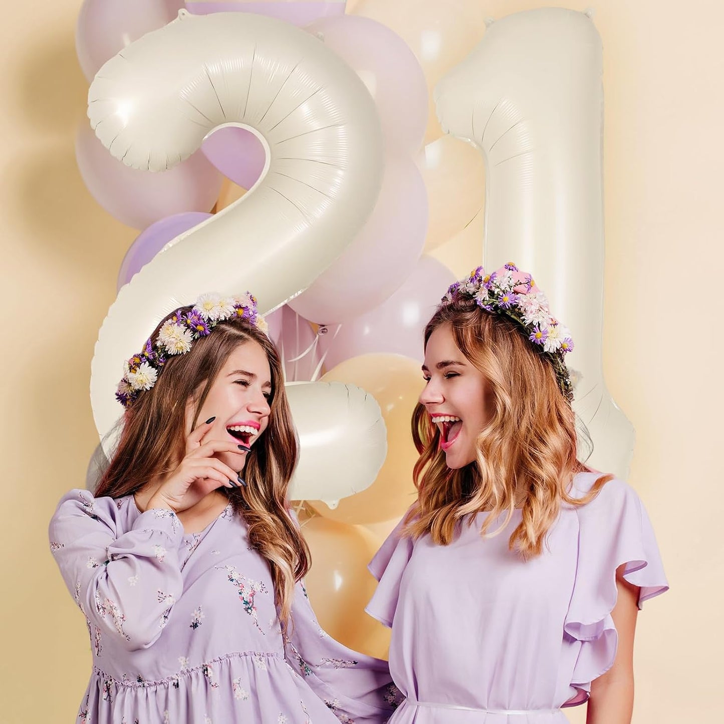 Number 1 Balloon by Cream - 40 Inch Jumbo Beige Foil Mylar Balloon for First Birthday Celebrations