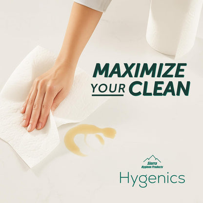 Sierra Hygenics Max 2-Ply Paper Towels - 160 Sheets Per Roll, 12 Rolls | Equivalent to 40 Regular Rolls