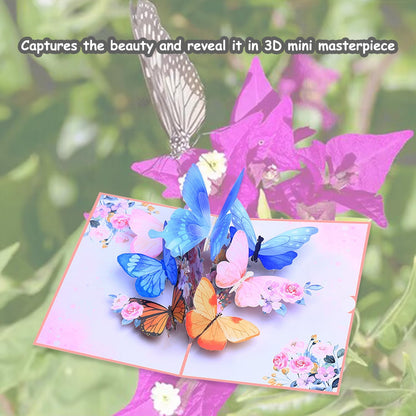 ROBBEAR 3D Butterfly & Flower Pop Up Greeting Card - Handmade for Birthdays, Anniversaries & More