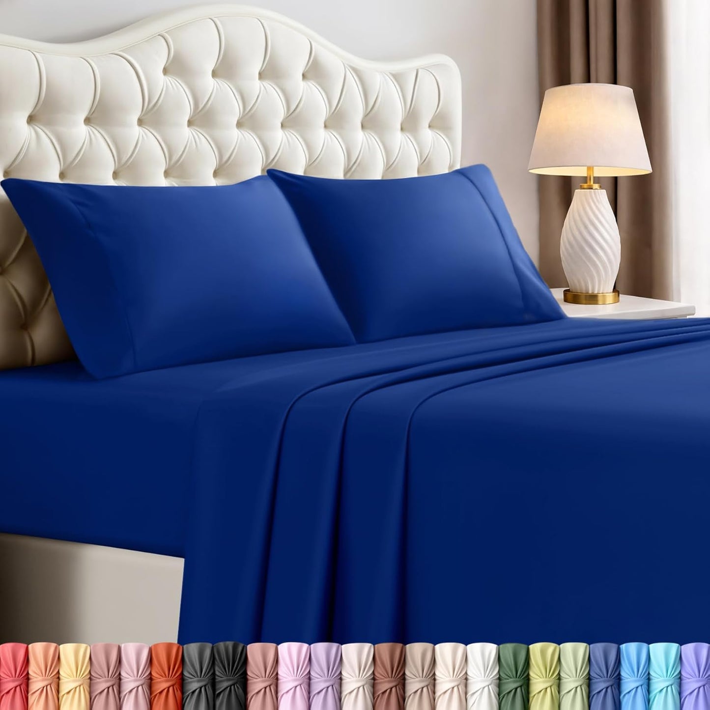 Utopia Bedding Full Size Sheet Set - Soft, Breathable Microfiber | 4-Piece in Royal Blue, Oeko-Tex Certified