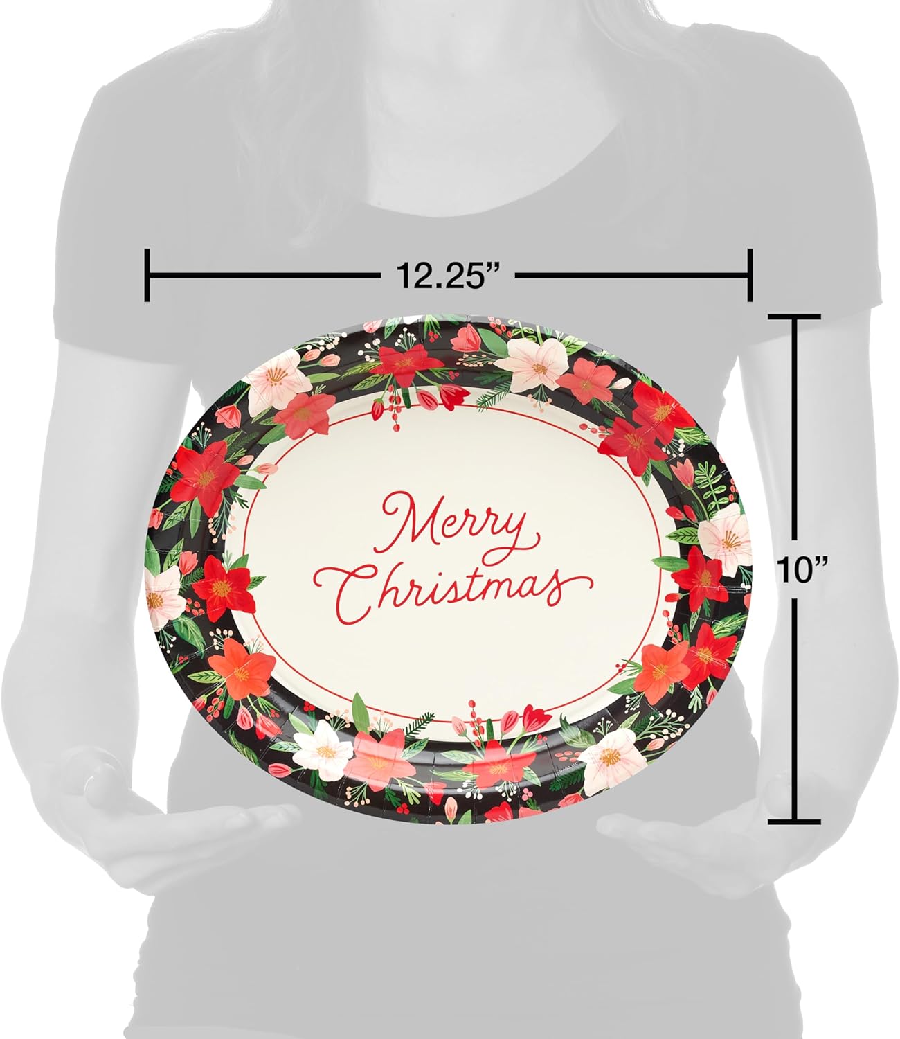 American Greetings 36-Count Winter Floral Paper Dinner Plates - Perfect for Christmas Parties