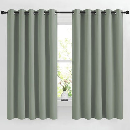 NICETOWN 66 inch Sage Green Curtains for Bedroom, Blackout Curtains Thermal Window Treatment Energy Saving Solid Grommet Sound Reducing Drapes for Living Room, 2 Panels, W66 x L66