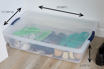 Rubbermaid Cleverstore 42 Quart Clear Stackable Storage Bins with Lids - 4 Pack for Garage & Closet