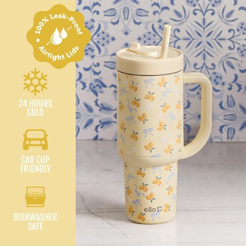 Ello Oasis 40oz Stainless Steel Water Bottle - Durable, Leak-Proof Design for Hydration