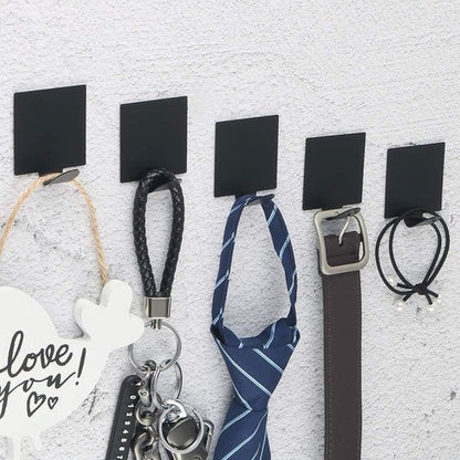 Alise Self-Adhesive Utility Hooks - 10 Pcs Matte Black Stainless Steel Coat & Towel Hooks for Home Use