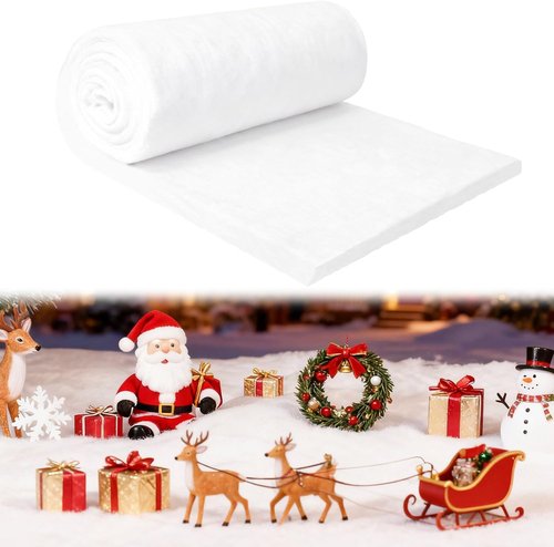 Fake Snow Blanket - Artificial Snow Roll for Christmas Decor | 31.5" x 94.5" Fluffy White Blanket