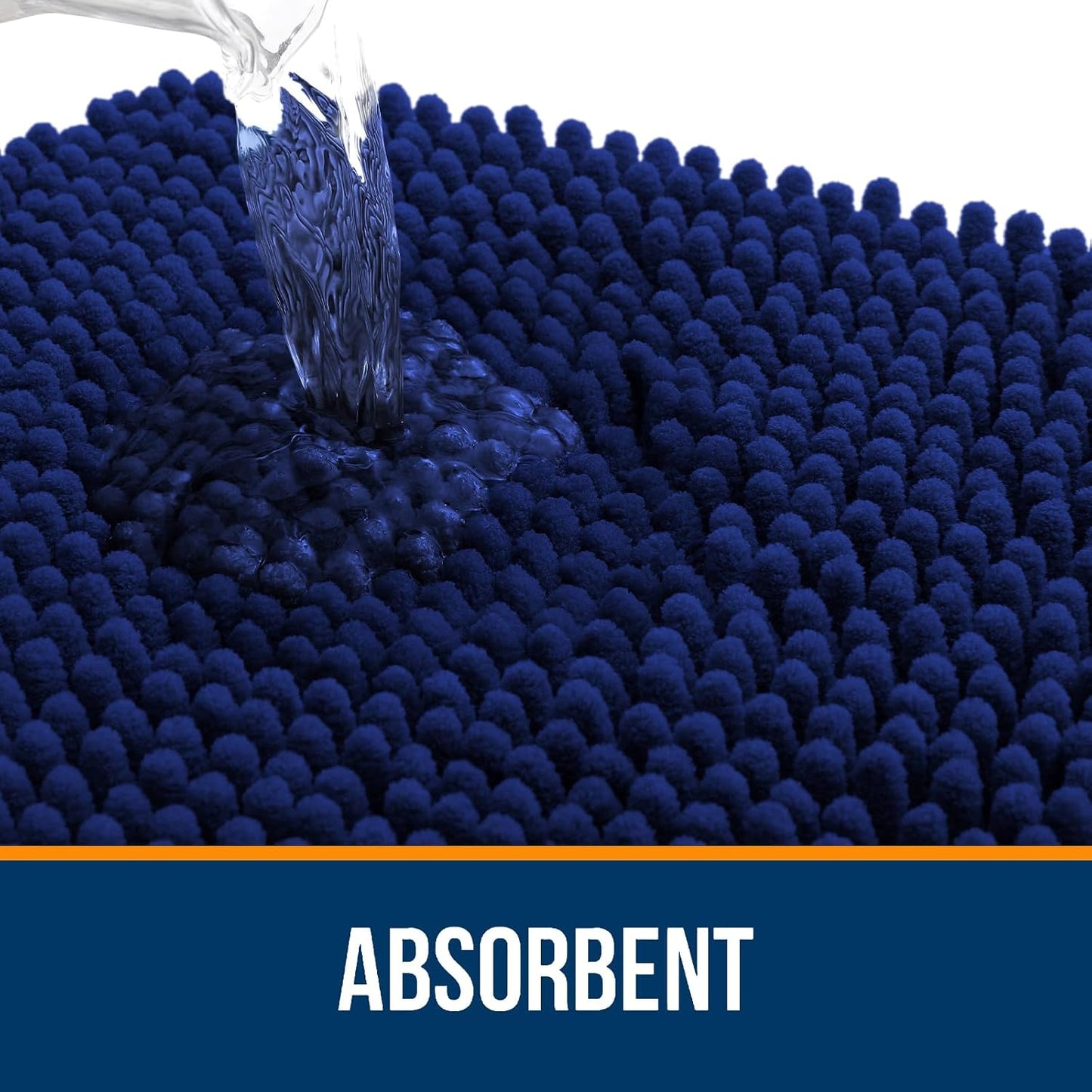OLANLY Bathroom Rugs - Extra Soft Chenille Bath Mats | Quick-Dry, Machine Washable, 30x18 Navy