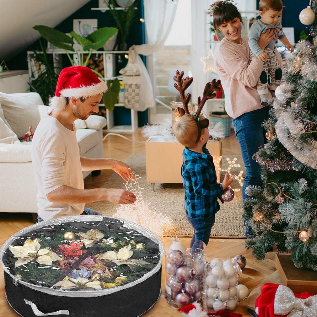 Primode Wreath Storage Bag 30" - Durable 600D Oxford Container with Clear Window for Easy Holiday Storage