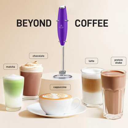 Zulay Kitchen Milk Frother - Powerful Handheld Whisk for Coffee, Lattes & Matcha | Includes 4 Duracell Batteries