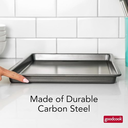 GoodCook PRO Nonstick Baking Sheet Pan - Large 11 x 17-Inch, Scratch-Resistant Carbon Steel, Oven Safe to 480°F, Gray