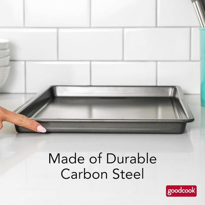 GoodCook PRO Nonstick Baking Sheet Pan - Large 11 x 17-Inch, Scratch-Resistant Carbon Steel, Oven Safe to 480°F, Gray