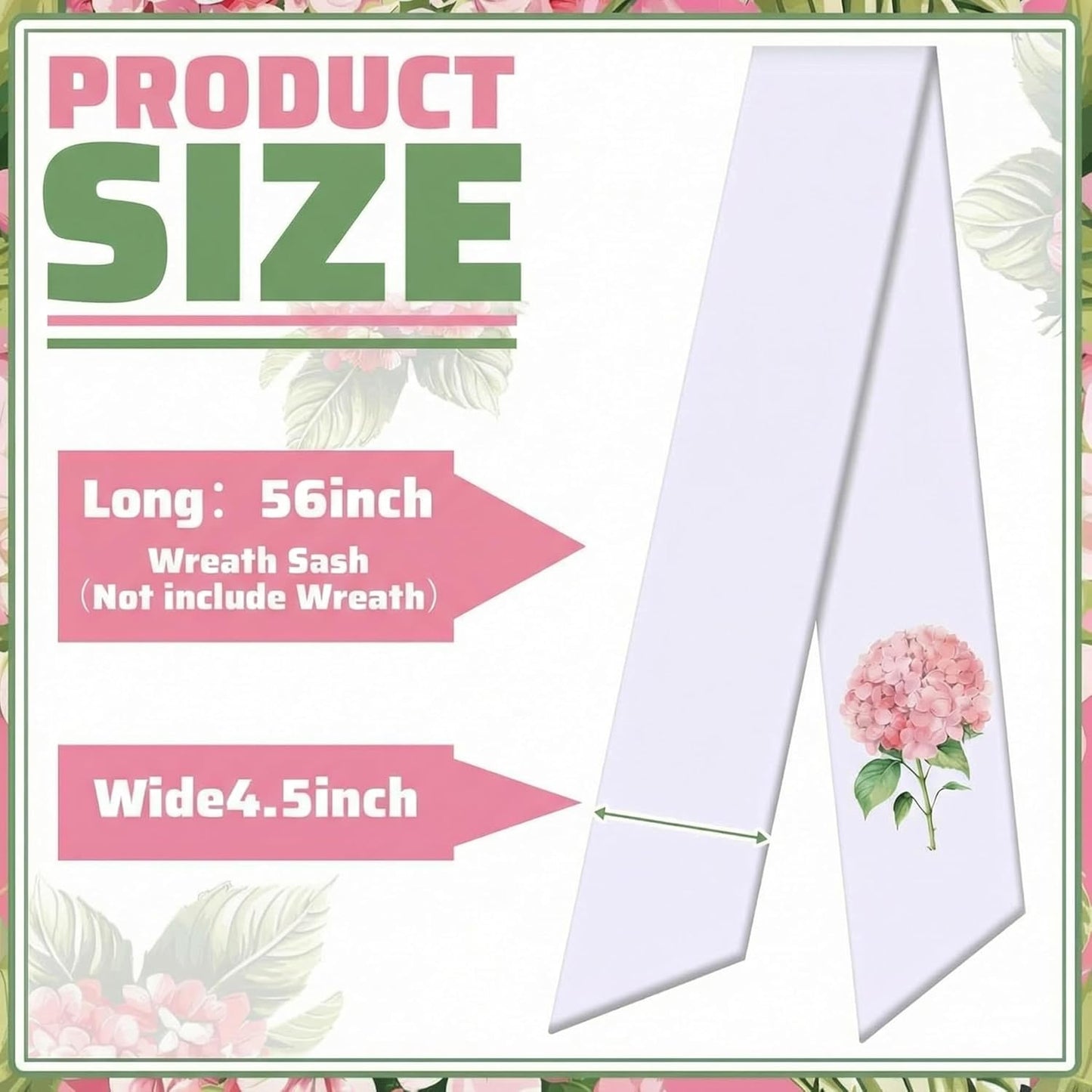 VitalCozy Pink Hydrangea Wreath - Elegant Satin Sash for Front Door Decor | Indoor & Outdoor Use