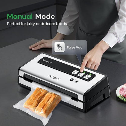 FRESKO Vacuum Sealer Machine - Automatic Bag Detection & 0.2-Inch Heating Strip | Compact Food Sealer Starter Kit