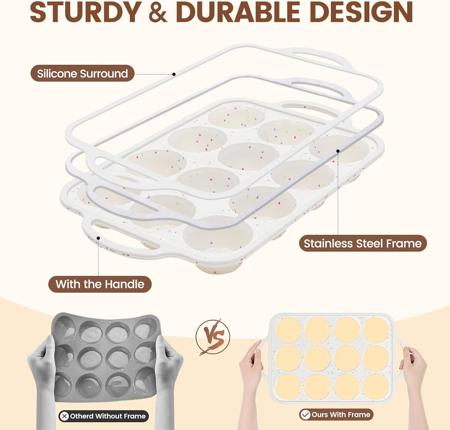 Vinino 8-Piece Nonstick Baking Pans Set - Includes Muffin, Loaf, Cake Pans & Roasting Pan | Oven Safe