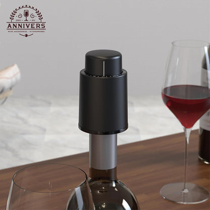 [4 Pack] Vacuum Wine Bottle Stopper Wine Cork Air Pump Wine Stopper Saver Sealer, Reusable Leak Proof Silicone Seal Keep Fresh with Date Scale for All Bottles, Bouchon Bouteille de Vin