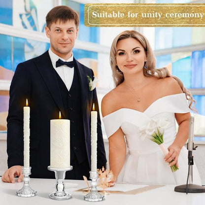 Irenare Unity Candles - Elegant Glass Holder for Wedding Ceremonies | Pillar Candle Decor