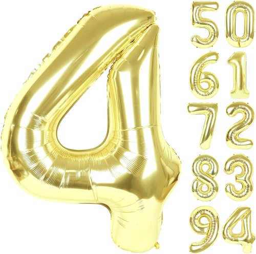 Champagne Gold Number 4 Balloon - 40 Inch Light Gold Birthday Decoration for Girls