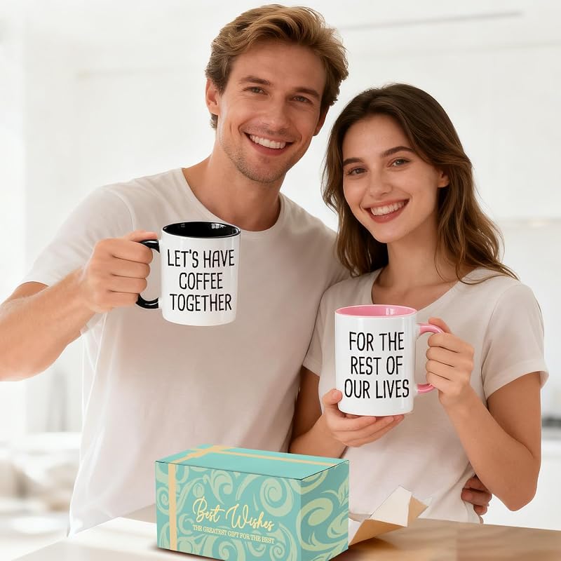 Two-Piece Coffee Mugs Gift Set for Couples – Eternal Love Quote 11oz Ceramic Cups